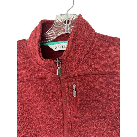 Orvis Women's Vest Red Microfleece Outdoor Gorpcore Full Zip Mockneck Medium - Picture 5 of 11